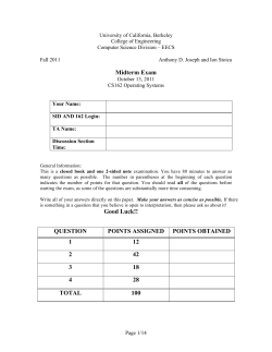 Midterm Exam Good Luck!! QUESTION POINTS ASSIGNED POINTS