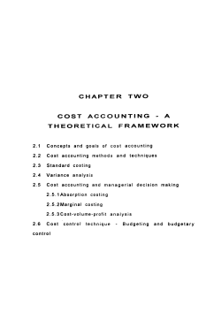 CHAPTER TWO COST ACCOUNTING