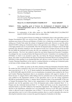 1 From The Principal Secretary to Government Haryana, Town