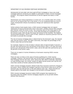 DEPARTMENT OF HUD REVERSE MORTGAGE INFORMATION