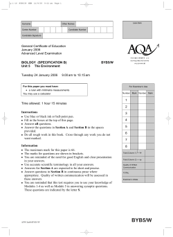 A-level Biology B Question paper Unit 5/W - The Environment