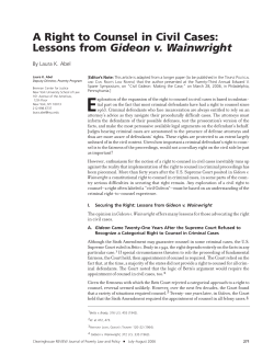 A Right to Counsel in Civil Cases: Lessons from