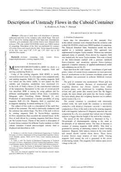 Description of Unsteady Flows in the Cuboid Container