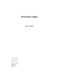 Proverbs Today - Bridgeway Publications