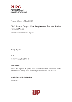 Civil Peace Corps: New Inspiration for the Italian