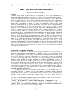 Human Capital Development from an Islamic Perspective