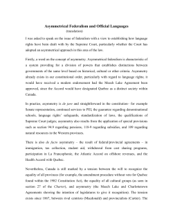 Asymmetrical Federalism and Official Languages