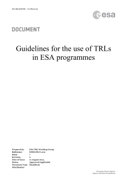 Guidelines for the use of TRLs in ESA programmes