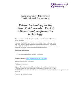 Star Trek` reboots. Part I: tethered and performative technology