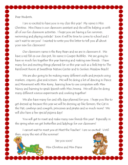Dear Students, I am so excited to have you in my class