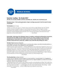 Summer reading &ndash; 8th Grade 2017