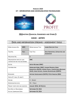 H2020 &ndash; 687895 DATA AND INFORMATION