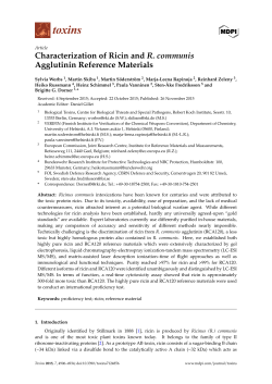Characterization of Ricin and R. communis Agglutinin Reference