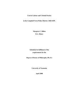 Convict Labour and Colonial Society in the Campbell Town Police