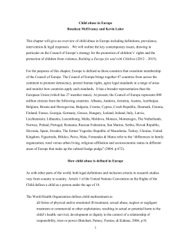 1 Child abuse in Europe Rosaleen McElvaney and Kevin Lalor This