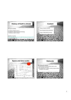 History of Earth`s climate Content Space and time scales Rationale