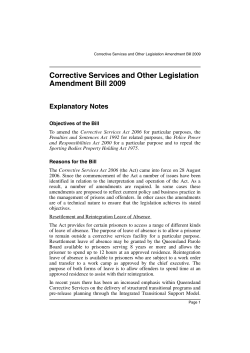 Explanatory Note - Queensland Legislation
