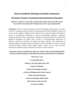 Rome Foundation Working Committee Statement: The Role of Food