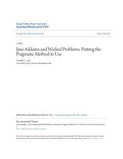 Jane Addams and Wicked Problems: Putting the Pragmatic Method