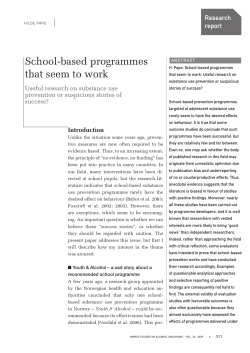 School-based programmes that seem to work: Useful research on