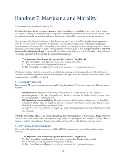 Handout 7: Marijuana and Morality