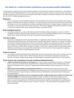 the threat of a constitutional convention and balanced budget