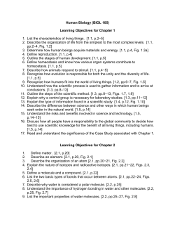 Human Biology (BIOL 105) Learning Objectives for Chapter 1 1. List