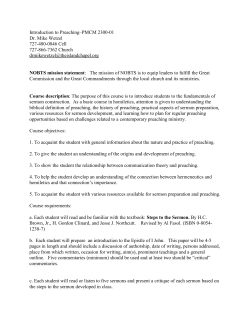 Introduction to Preaching&ndash;PMCM 2300-01