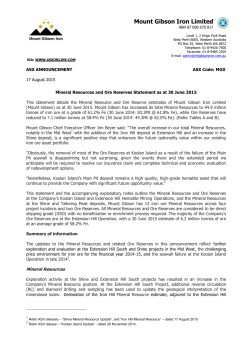 MGX Mineral Resources and Ore Reserves 30 June 2015