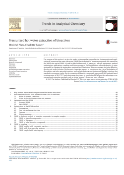 Pressurized hot water extraction of bioactives Trends in Analytical