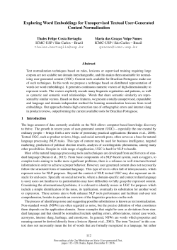 Exploring Word Embeddings for Unsupervised Textual User