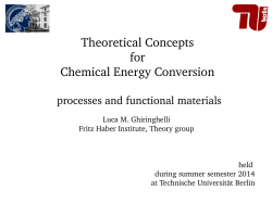 Theoretical Concepts for Chemical Energy Conversion