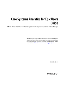 Care Systems Analytics for Epic Users Guide
