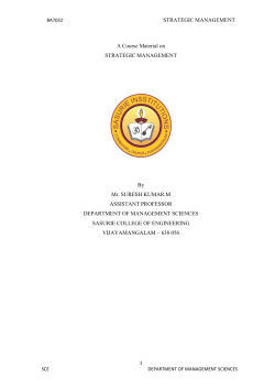 STRATEGIC MANAGEMENT A Course Material on STRATEGIC