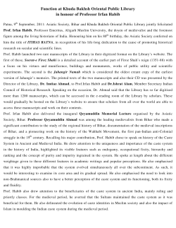 Prof. Irfan Habib - Khuda Bakhsh Oriental Public Library