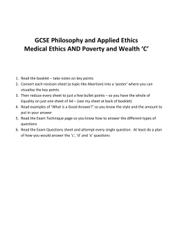 GCSE Philosophy and Applied Ethics Medical Ethics AND Poverty