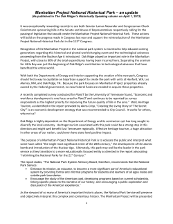 Manhattan Project National Historical Park &ndash; an update