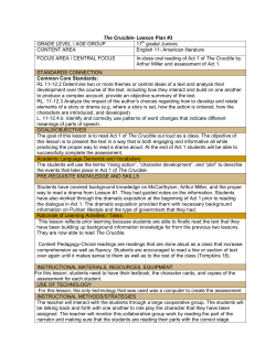 The Crucible- Lesson Plan #3 GRADE LEVEL / AGE GROUP 11th