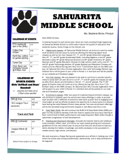 April SMS Newsletter - Sahuarita Unified School District