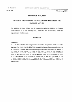 Marriage Act: Regulations: 15th amendment
