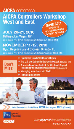 AICPA Controllers Workshop West and East