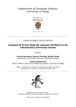 Analysis Of Errors Made By Learners Of Maori In An Introductory