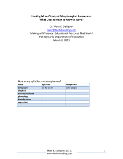 Looking More Closely at Morphological Awareness: What Does It