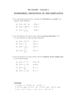 201-103-RE - Calculus 1 WORKSHEET: DEFINITION OF THE