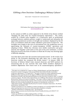 COINing a New Doctrine: Challenging a Military Culture1