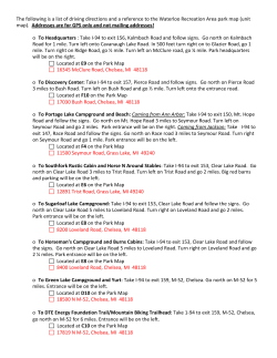 Waterloo Recreation Area driving directions