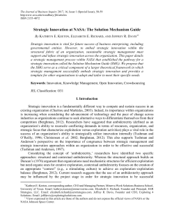 Strategic Innovation at NASA: The Solution Mechanism Guide