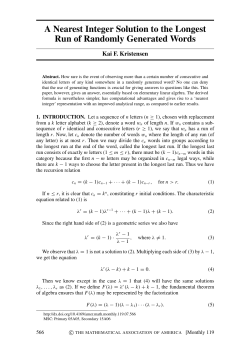 A Nearest Integer Solution to the Longest Run of