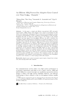 An E cient ARQ Protocol for Adaptive Error Control over Time