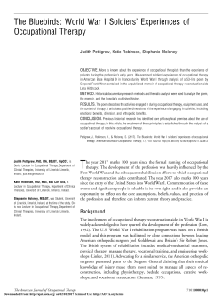 World War I Soldiers` Experiences of Occupational Therapy